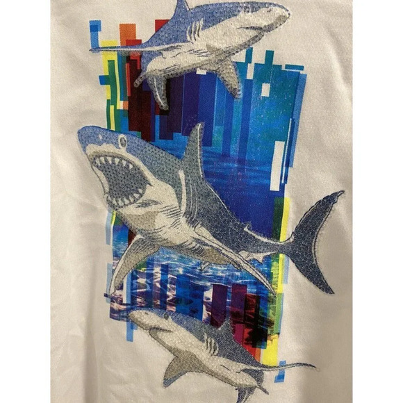 Shark Sequin jersey hoodie boys Short Sleeves Size 7 - Picture 2 of 7